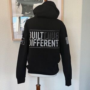 Relentless Rebel Apparel Black Hoodie with Built Different Logo
